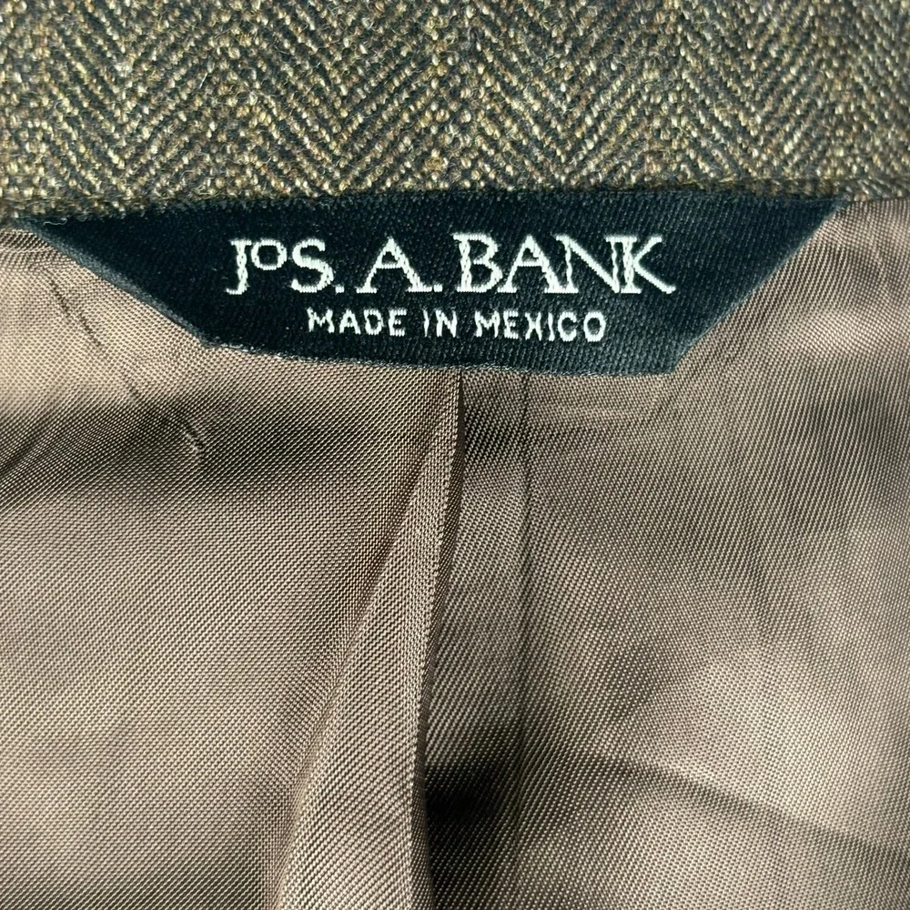 Jos A Bank‎ Gordon Wool Blazer Mens 50R Brown Herringbone Signature Sport Coat